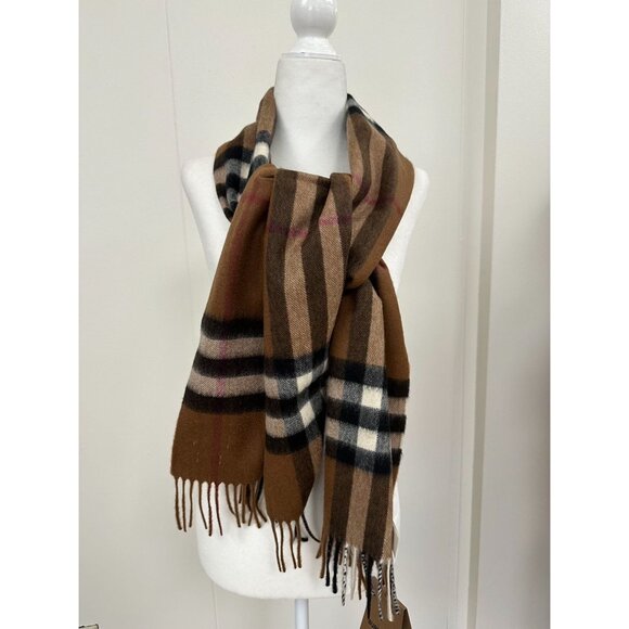Burberry Contract Giant Check Cashmere Scarf Birch Brown 168 * 30 cm - Picture 2 of 7